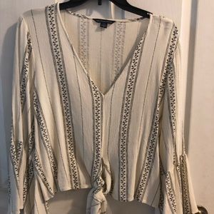 American Eagle front tie bell sleeve top